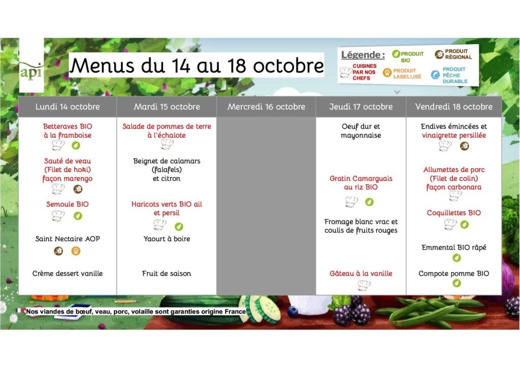 menu 6 du 14 au 1810